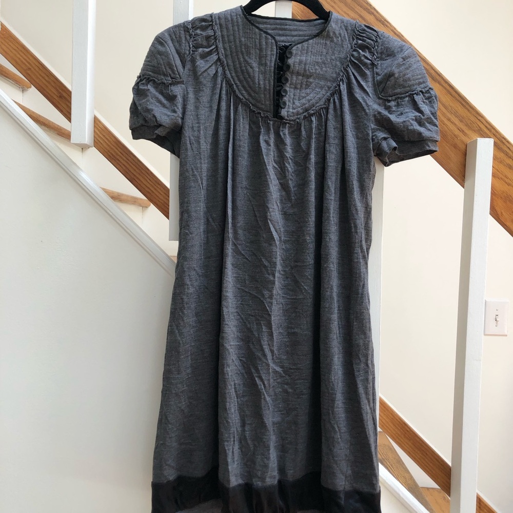 Marc Jacobs Heather Gray Button-Front Smocked Dress